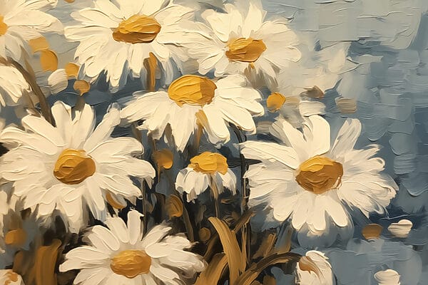 Malerei von weißen und gelben Blumen Malerei von weißen und gelben Blumen