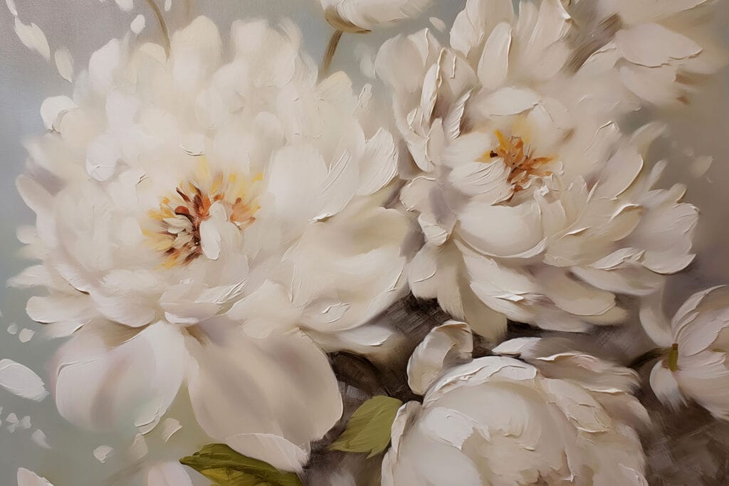 Malerei von weißen Blumen Malerei von weißen Blumen