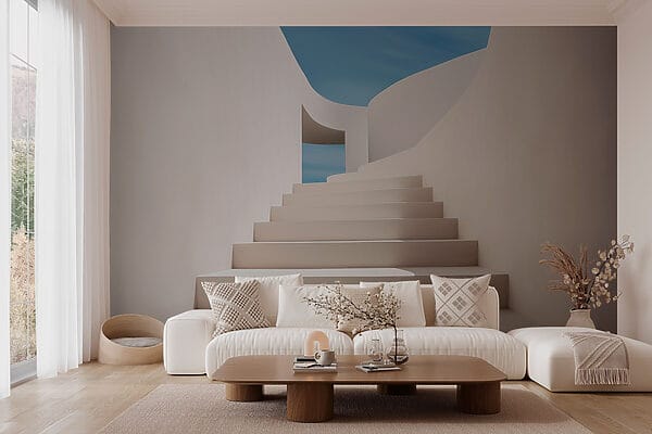 Weiße Treppe mit blauem Himmel Weiße Treppe mit blauem Himmel