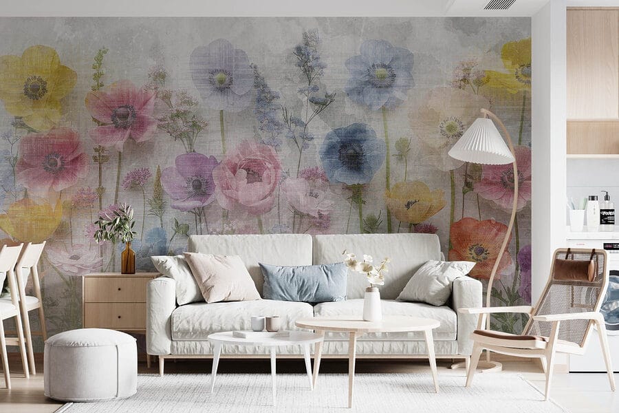 Gruppe von Blumen auf einem weißen Hintergrund