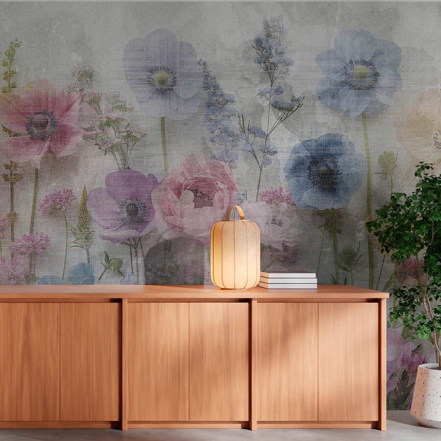 Gruppe von Blumen auf einem weißen Hintergrund
