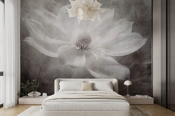 Weiße Blüte mit schwarzer Mitte Weiße Blüte mit schwarzer Mitte