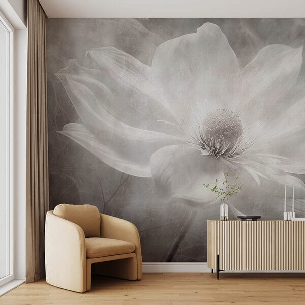 Weiße Blüte mit schwarzer Mitte Weiße Blüte mit schwarzer Mitte