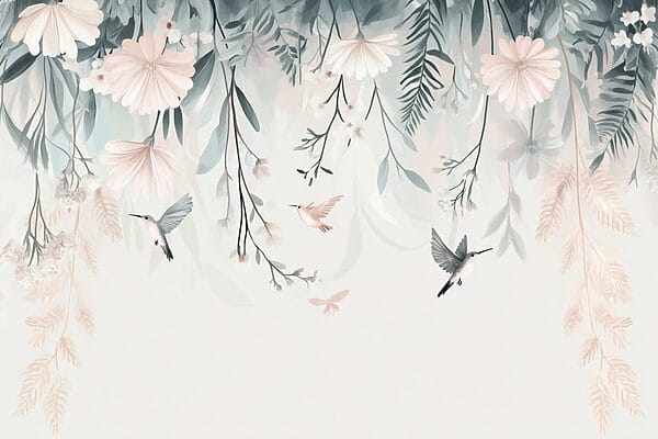 Bird flying over flowers