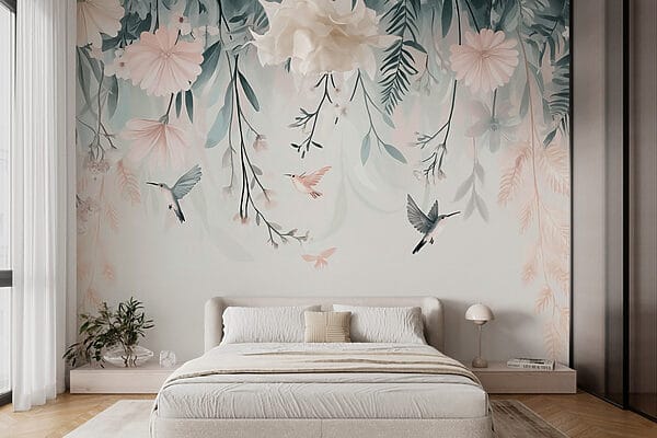 Fototapeten Vogel fliegt über Blumen (Artikelnummer: w03012) Fototapeten Fototapeten Vogel fliegt über Blumen (Artikelnummer: w03012)