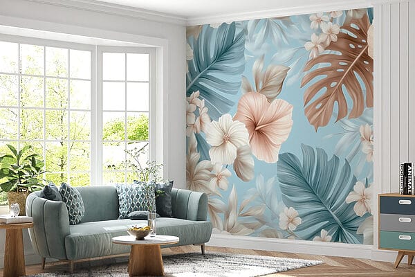 Florales Muster mit weißen und braunen Blumen Florales Muster mit weißen und braunen Blumen