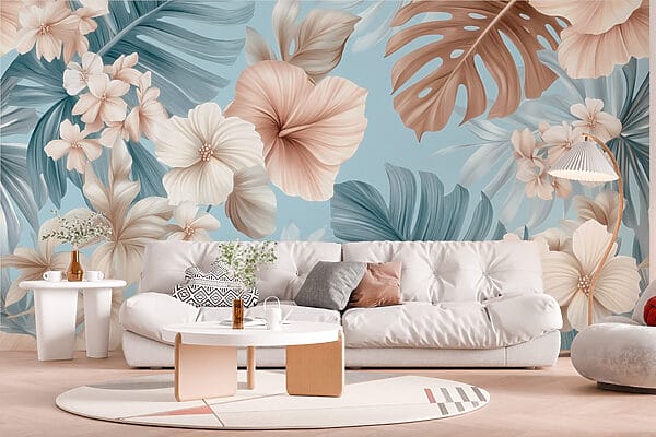 Florales Muster mit weißen und braunen Blumen Florales Muster mit weißen und braunen Blumen