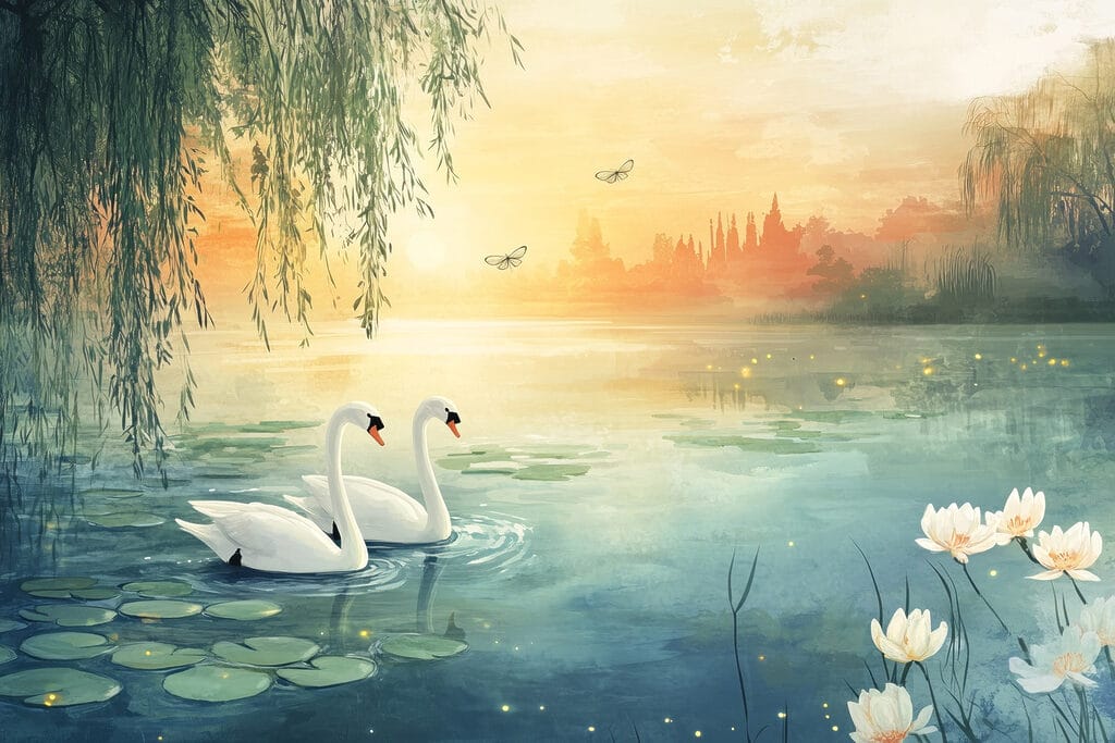 Zwei Schwäne in einem See Zwei Schwäne in einem See