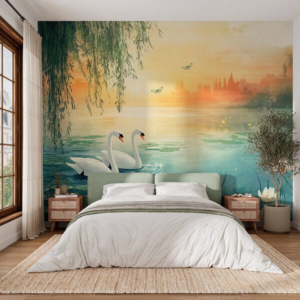 Zwei Schwäne in einem See Zwei Schwäne in einem See