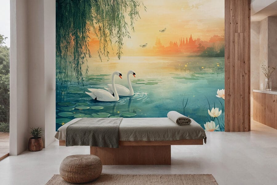 Zwei Schwäne in einem See Zwei Schwäne in einem See