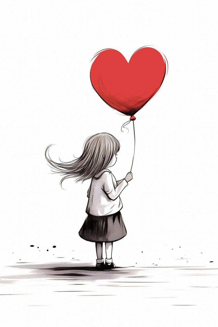 Mädchen hält einen herzförmigen Ballon