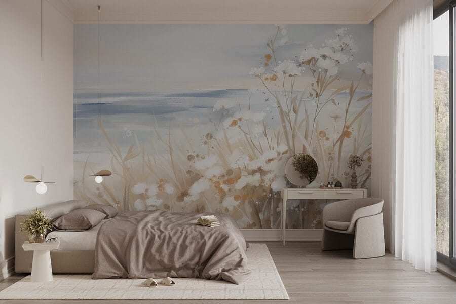Malerei von Blumen und Gras