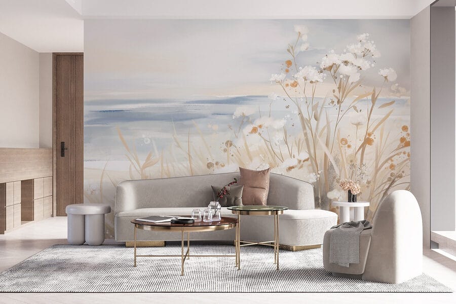 Malerei von Blumen und Gras
