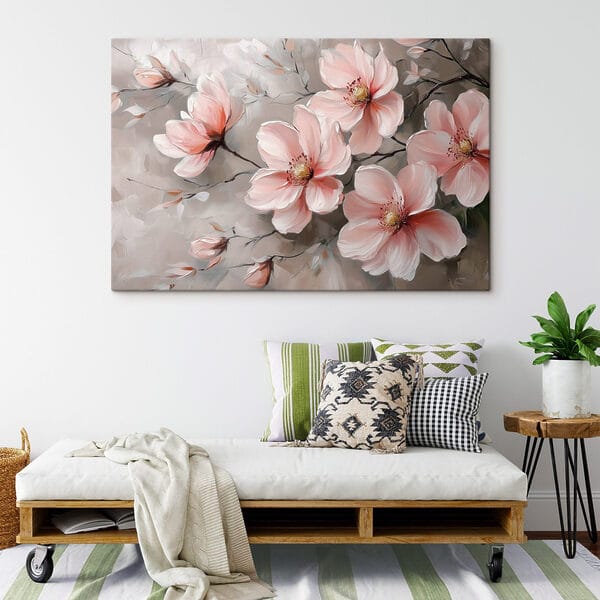 Gemälde mit rosa Blumen Gemälde mit rosa Blumen