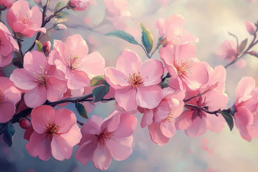 Zarte Blüten in sanften Pastelltönen