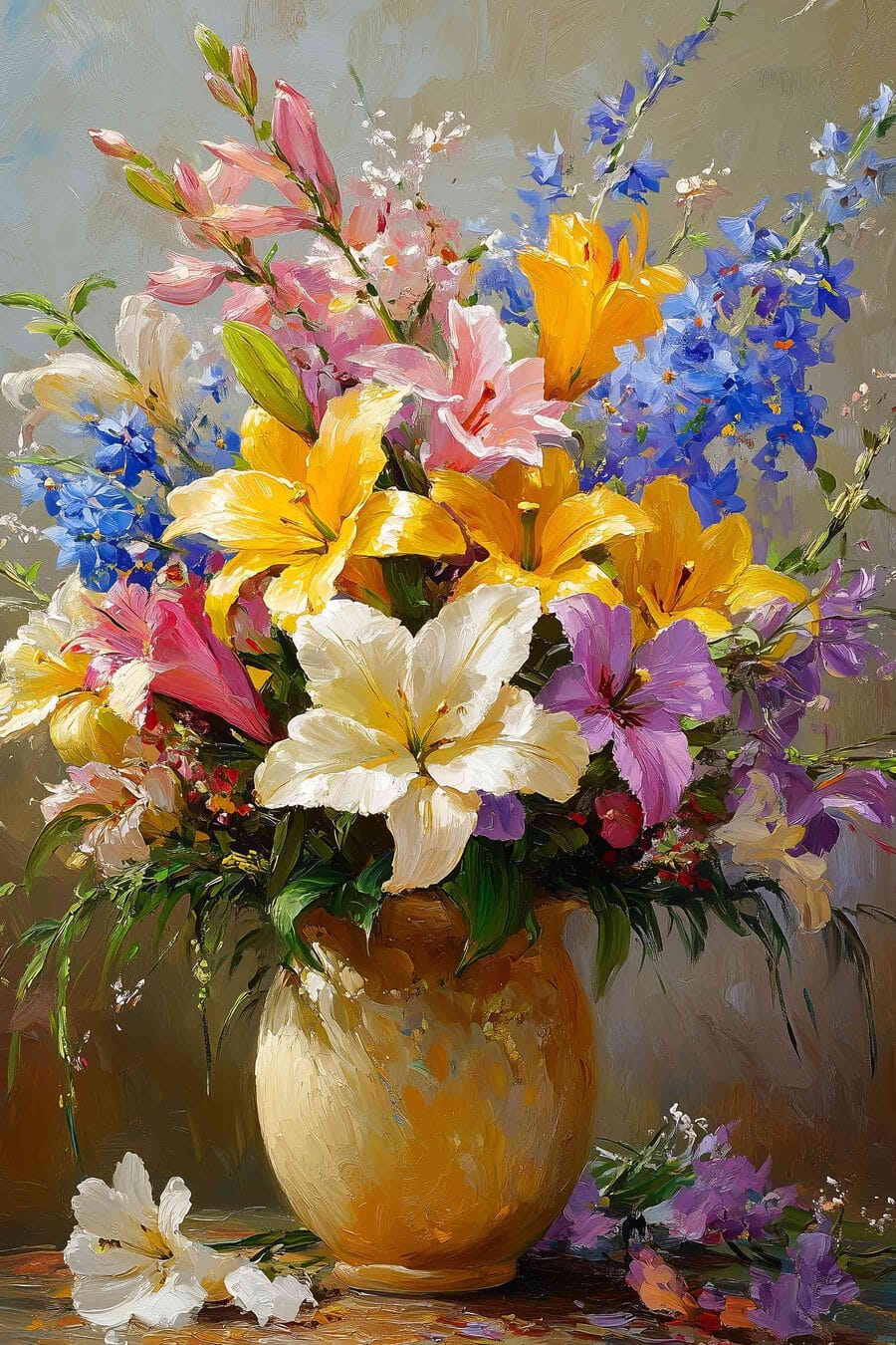 Gemälde von Blumen in einer Vase