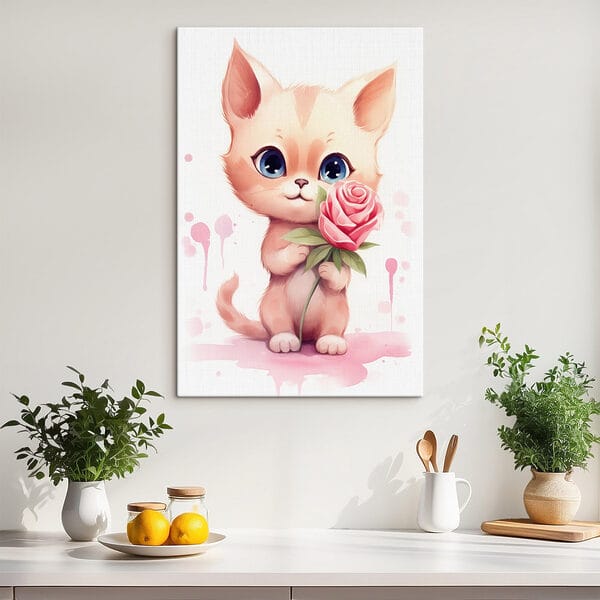 Wandbilder Katze hält eine Blume (Artikelnummer: s42866) Wandbilder Wandbilder Katze hält eine Blume (Artikelnummer: s42866)