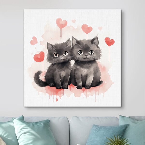 Zwei Katzen sitzen nebeneinander Zwei Katzen sitzen nebeneinander