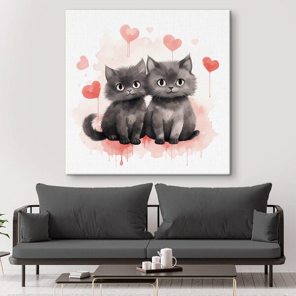 Zwei Katzen sitzen nebeneinander Zwei Katzen sitzen nebeneinander