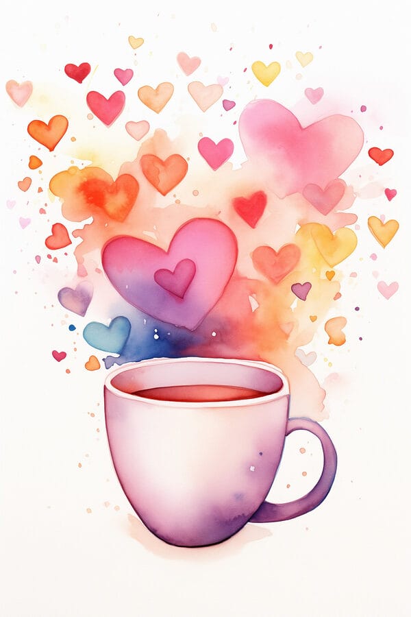 Tasse Tee mit Herzen Tasse Tee mit Herzen