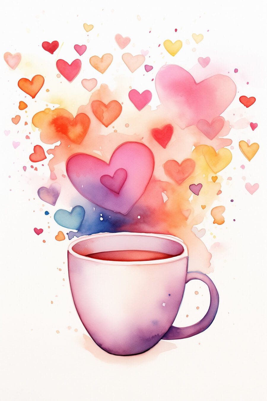 Tasse Tee mit Herzen