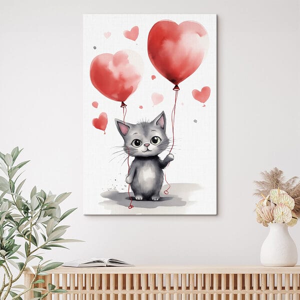 Katze hält Luftballons Katze hält Luftballons