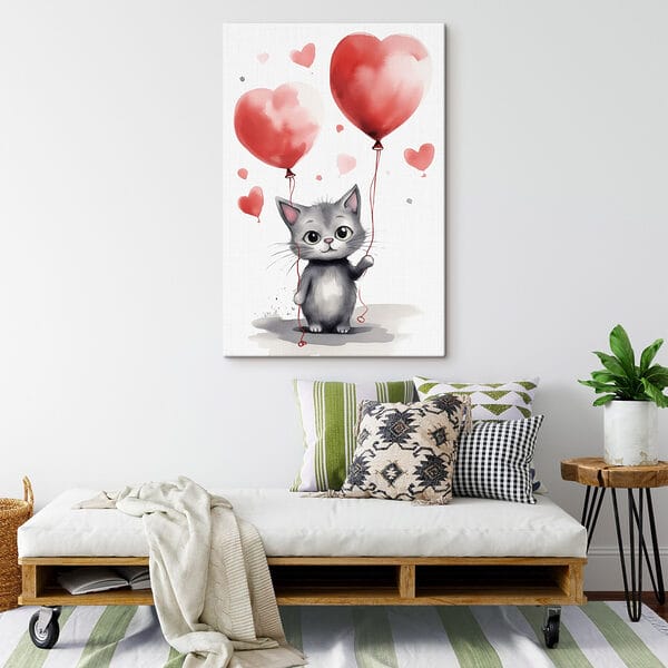 Katze hält Luftballons Katze hält Luftballons