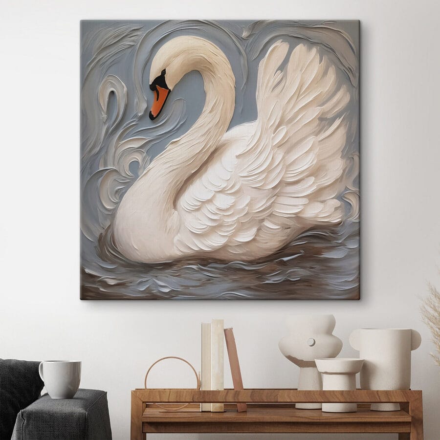 Weißer Schwan mit schwarzem Schnabel