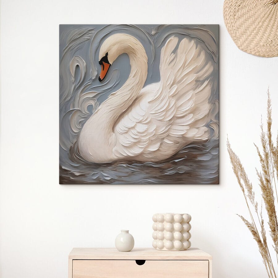 Weißer Schwan mit schwarzem Schnabel