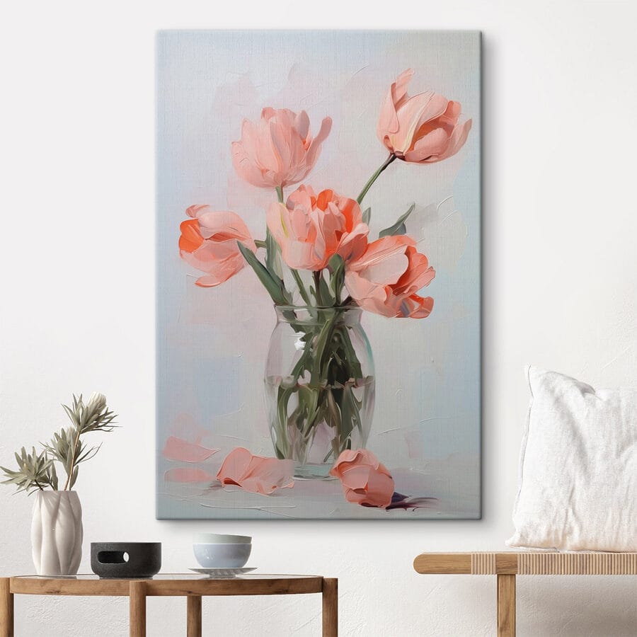 Vase mit rosa Blumen