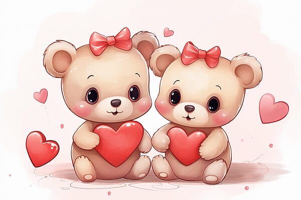 Two cartoon bears holding a heart Two cartoon bears holding a heart