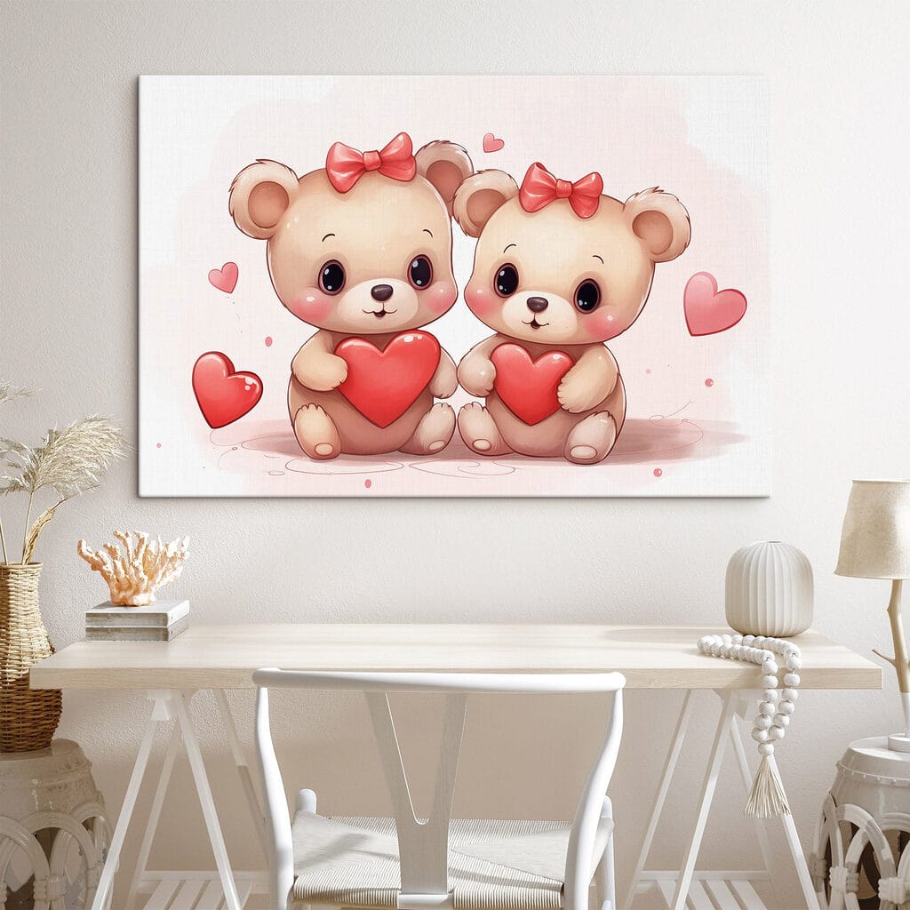 Two cartoon bears holding a heart Two cartoon bears holding a heart