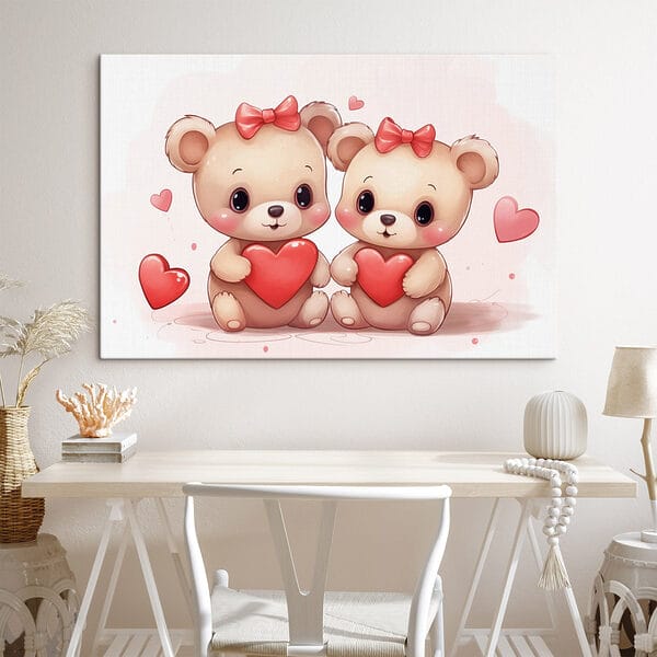 Two cartoon bears holding a heart Two cartoon bears holding a heart