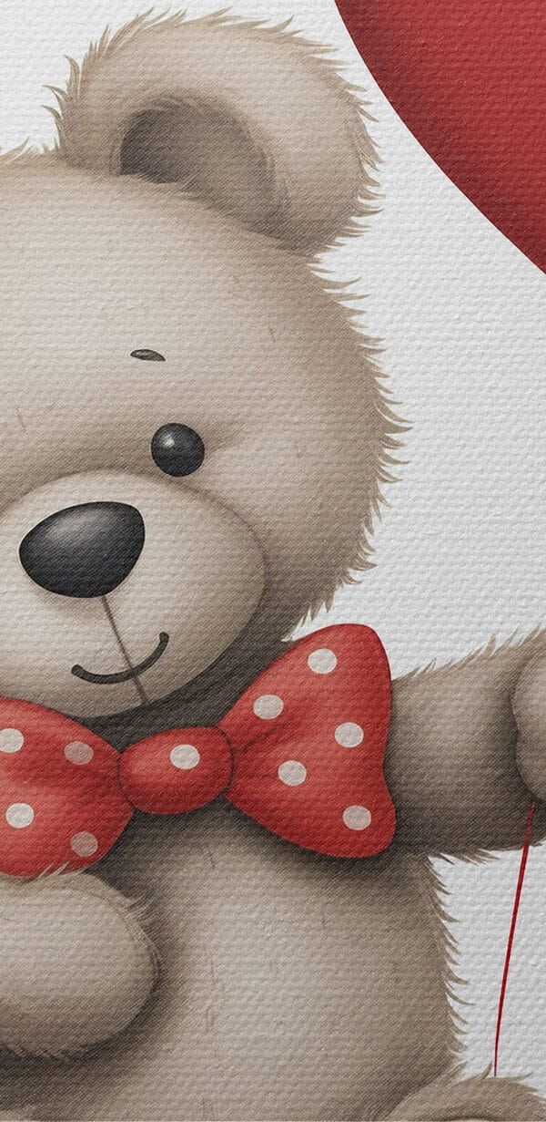 Teddybär hält einen herzförmigen Ballon Teddybär hält einen herzförmigen Ballon