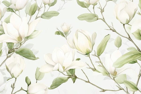 Weiße Blüten mit grünen Blättern Weiße Blüten mit grünen Blättern