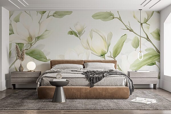 Weiße Blüten mit grünen Blättern Weiße Blüten mit grünen Blättern
