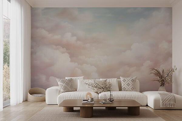 Rosa und blauer Himmel mit Wolken Fototapeten Rosa und blauer Himmel mit Wolken