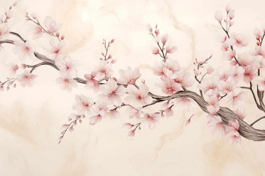Zweig mit Blumen darauf Zweig mit Blumen darauf