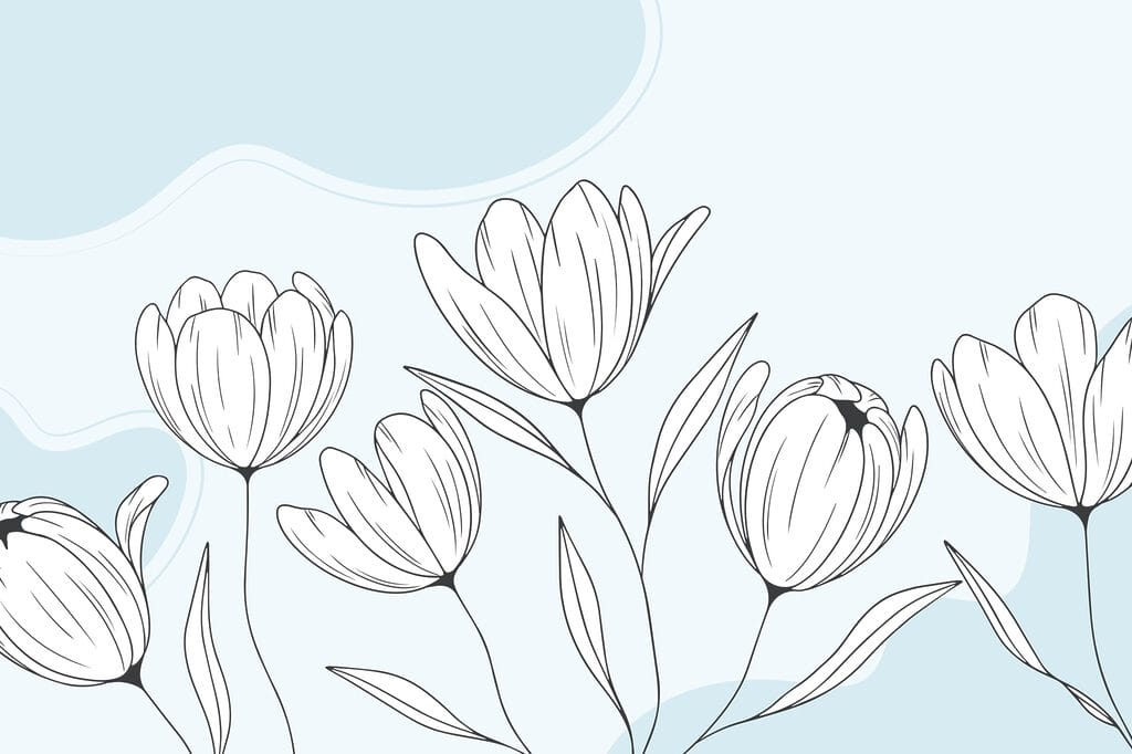 Strichzeichnung von Blumen Strichzeichnung von Blumen