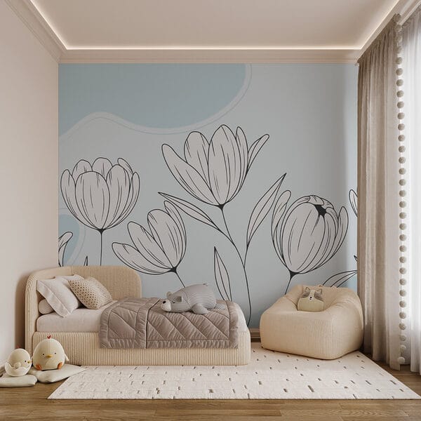 Strichzeichnung von Blumen Strichzeichnung von Blumen