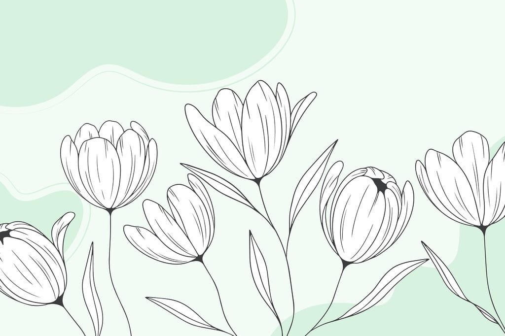 Strichzeichnung von Blumen Strichzeichnung von Blumen