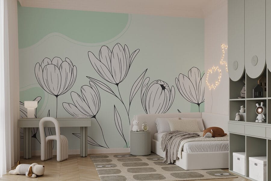 Strichzeichnung von Blumen Strichzeichnung von Blumen