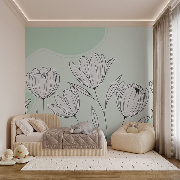 Strichzeichnung von Blumen Strichzeichnung von Blumen