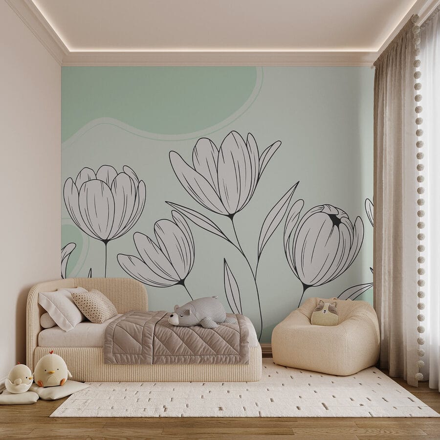 Strichzeichnung von Blumen Strichzeichnung von Blumen