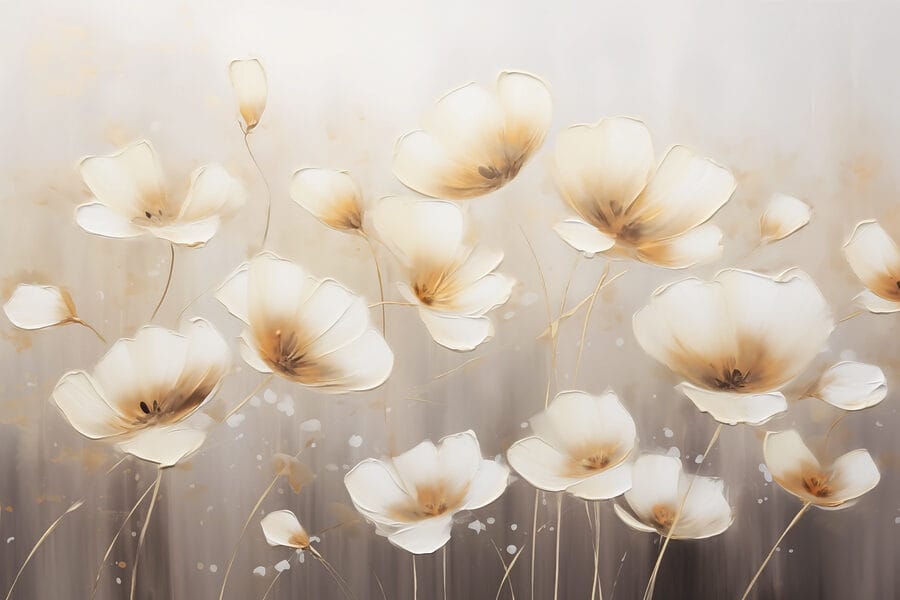 Fototapeten Gemälde von Blumen auf weißem Hintergrund – Bild 6