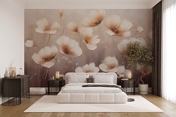 Gemälde von Blumen auf weißem Hintergrund Gemälde von Blumen auf weißem Hintergrund