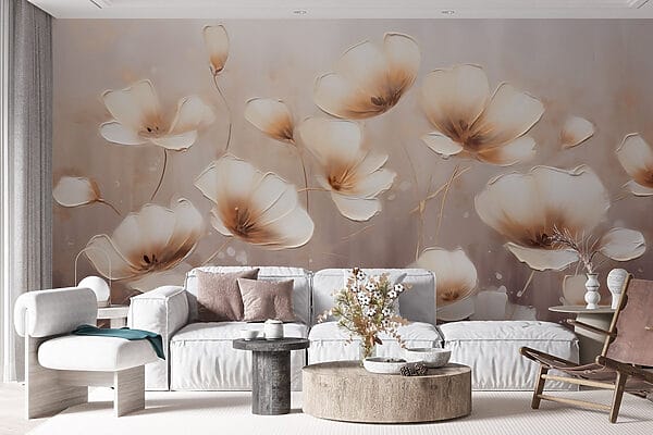 Gemälde von Blumen auf weißem Hintergrund Gemälde von Blumen auf weißem Hintergrund