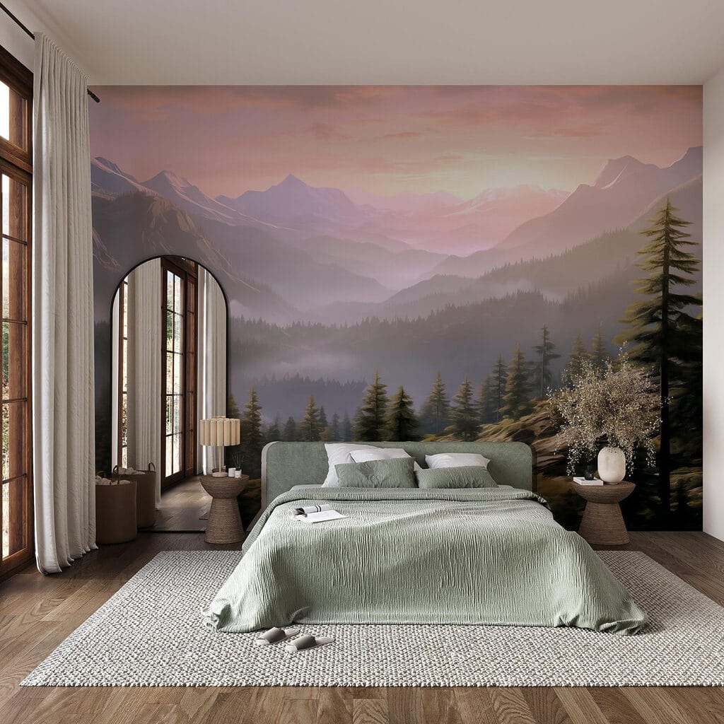 Landscape of mountains and trees