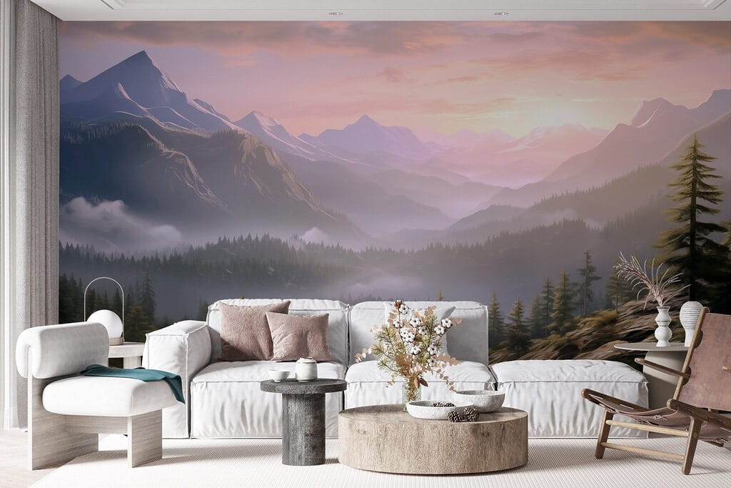 Landscape of mountains and trees