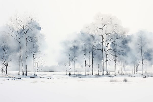 Gruppe von Bäumen in einem verschneiten Feld Gruppe von Bäumen in einem verschneiten Feld